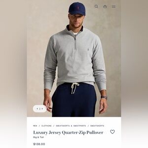 Polo Ralph Lauren Men’s Luxury Cotton Blend Quarter-Zip Pullover Sweater Size XL